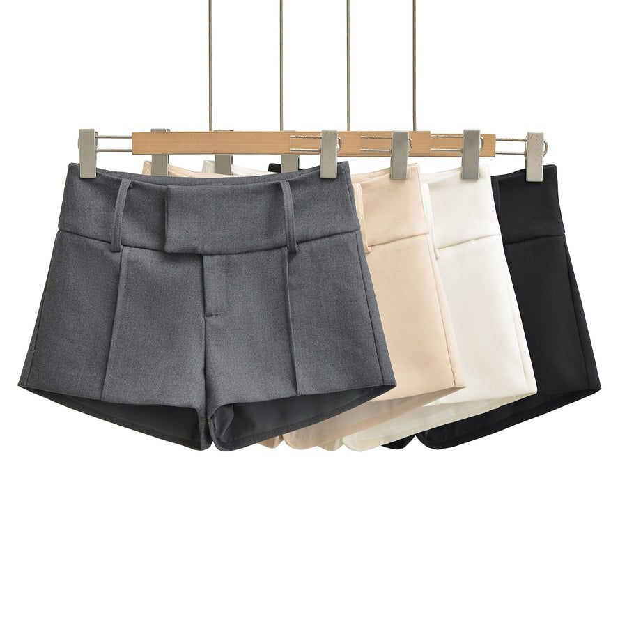 Calções de Cintura Alta com Laço — Slim Fit