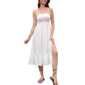 Vestido e Saia 2 em 1 Branco com Cintura Smocked e Fenda