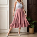 Saia Midi Rosa Antigo em Gauze com Folho na Bainha
