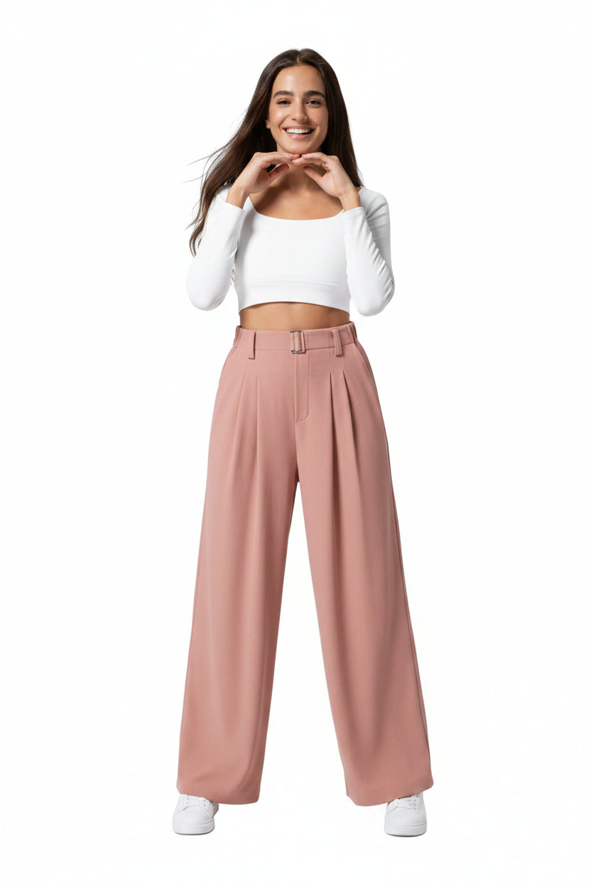 Calças Wide-Leg com Pregas e Cintura Alta — Tailoring Casual